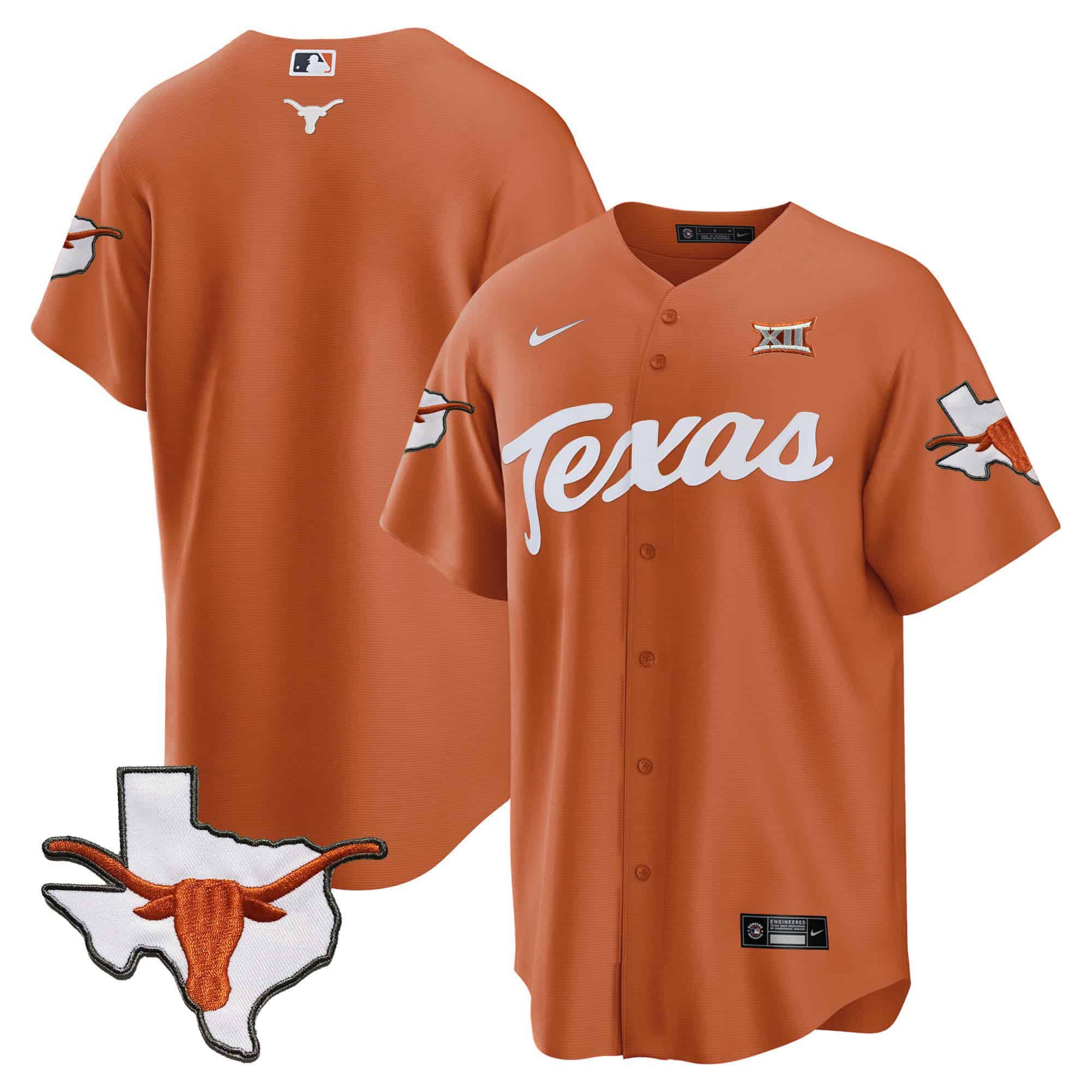 Men Texas Longhorns Blank Orange 2024 Baseball NCAA Jersey style 1